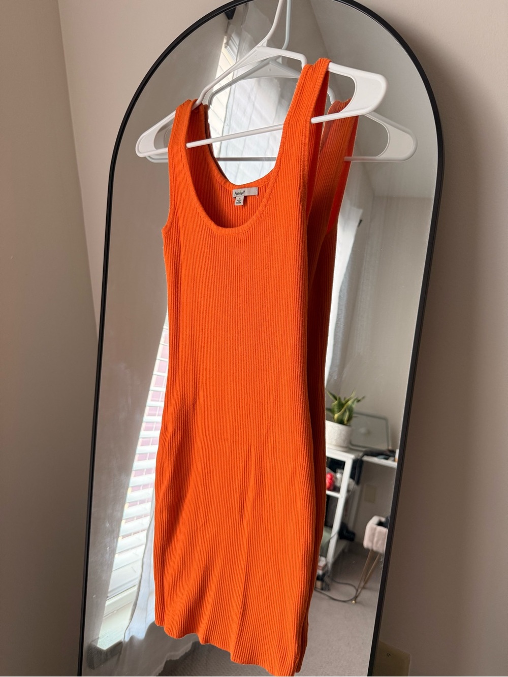 Papaya Bright Orange Ribbed Mini Tank Dress